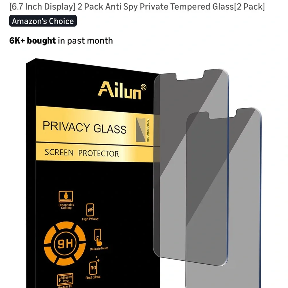 Ailun Privacy Screen Protector for IPhone 13 Pro Max